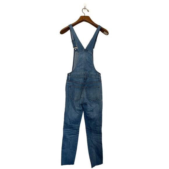 Madewell Skinny Overalls Raw Hem Denim Overalls Medium Blue Wash Size XS H5926 - Picture 2 of 11